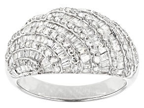 Pre-Owned White Diamond 10K White Gold Dome Ring 1.50ctw