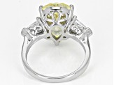 Pre-Owned Canary And White Cubic Zirconia Rhodium Over Sterling Silver Ring 10.19ctw