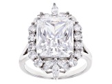 Pre-Owned White Cubic Zirconia Rhodium Over Sterling Silver Ring 13.69ctw