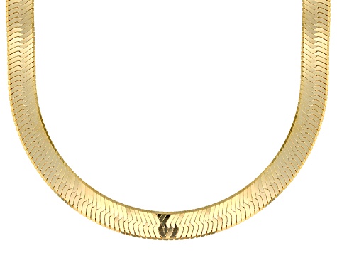 Pre-Owned 18K Yellow Gold Over Sterling Silver 9MM Herringbone 20 Inch Chain