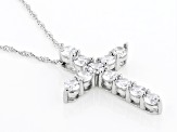 Pre-Owned White Cubic Zirconia Rhodium Over Sterling Silver Cross Pendant With Chain (1.63ctw DEW)