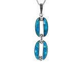 Pre-Owned Turquoise Rhodium Over Silver Enhancer With 18" Chain