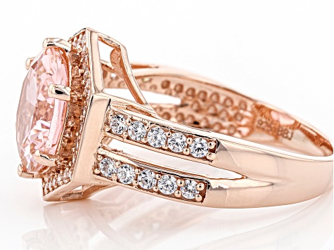 Pre-Owned Pink and White Cubic Zirconia 18K Rose Gold Over Silver Ring