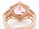 Pre-Owned Pink and White Cubic Zirconia 18K Rose Gold Over Silver Ring