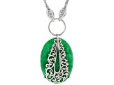 Pre-Owned Jadeite Sterling Silver Filigree Overlay Necklace