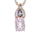 Pre-Owned Pink Kunzite 18K Rose Gold Over Sterling Silver Pendant With Chain. 2.81ctw