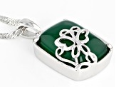 Pre-Owned Green Onyx Rhodium Over Silver Pendant W/Chain