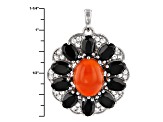 Pre-Owned Orange Carnelian Sterling Silver Pendant With Chain. 6.11ctw