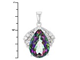 Pre-Owned Green Mystic Topaz® Rhodium Over Sterling Silver Pendant With Chain 6.01ctw
