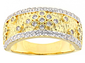 Pre-Owned White Cubic Zirconia Rhodium And 18K Yellow Gold Over Sterling Silver Band Ring 1.26ctw