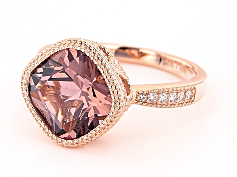 Pre-Owned Blush And White Cubic Zirconia 18k Rose Gold Over Sterling Silver Ring 4.51ctw