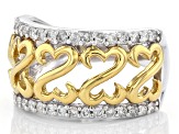 Pre-Owned White Diamond Rhodium And 14k Yellow Gold Over Sterling Silver Ring 0.55ctw