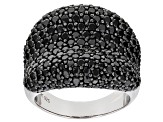 Pre-Owned Black Spinel Rhodium Over Sterling Silver Cluster Band Ring 1.43ctw