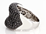 Pre-Owned Black Spinel Rhodium Over Sterling Silver Cluster Band Ring 1.43ctw