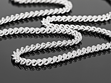 Pre-Owned Sterling Silver Polished Curb Chain Necklace 24 Inch