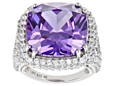 Pre-Owned Purple and White Cubic Zirconia Rhodium Over Silver Ring