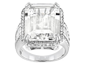 Pre-Owned White Cubic Zirconia Rhodium Over Sterling Silver Ring 20.26ctw