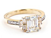Pre-Owned Fabulite strontium titanate and white zircon 18k yellow gold over sterling silver ring 2.1