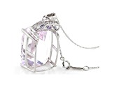 Pre-Owned Pink Kunzite Rhodium Over 14k White Gold Pendant With Chain 23.06ctw