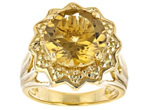 Pre-Owned Yellow Citrine 18K Yellow Gold Over Sterling Silver Ring 5.25ctw