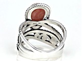 Pre-Owned Pink Cabochon Rhodochrosite Rhodium Over Silver Ring 12x8mm