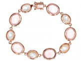 Pre-Owned Pink Rose Quartz 18k Rose Gold Over Sterling Silver Tennis Bracelet