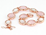 Pre-Owned Pink Rose Quartz 18k Rose Gold Over Sterling Silver Tennis Bracelet