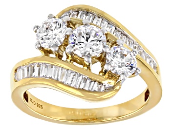 Picture of Pre-Owned White Cubic Zirconia 18K Yellow Gold Over Sterling Silver Ring 2.80ctw