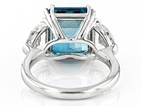 Pre-Owned London Blue Topaz Rhodium Over Sterling Silver Ring 9.45ctw