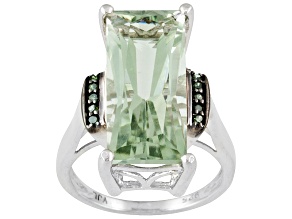 Pre-Owned Green Prasiolite Sterling Silver Ring 5.55ctw