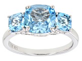 Pre-Owned Blue Topaz Rhodium Over Sterling Silver Ring 3.66ctw