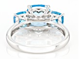 Pre-Owned Blue Topaz Rhodium Over Sterling Silver Ring 3.66ctw