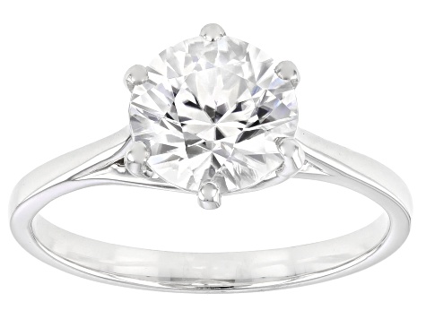Pre-Owned Round White Zircon Solitaire Platinum Ring 2.42ct