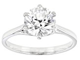 Pre-Owned Round White Zircon Solitaire Platinum Ring 2.42ct