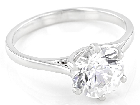 Pre-Owned Round White Zircon Solitaire Platinum Ring 2.42ct