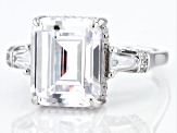 Pre-Owned White Cubic Zirconioa Rhodium Over Silver Ring