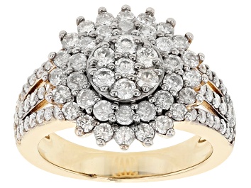 Picture of Pre-Owned White Diamond 3k Gold Cluster Ring 1.35ctw