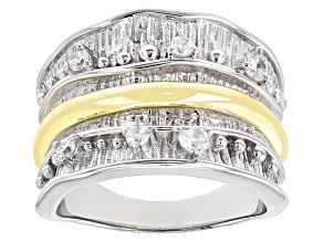 Pre-Owned White Cubic Zirconia Rhodium And 14k Yellow Gold Over Sterling Silver Ring 0.42ctw