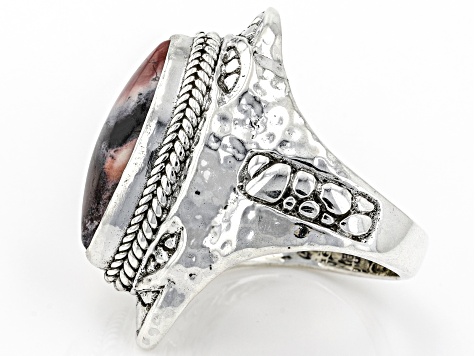 Pre-Owned Multi-Color Porcelain Jasper Sterling Silver Ring