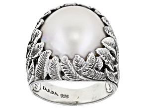 Pre-Owned White Cultured Mabe Pearl Sterling Silver Ring