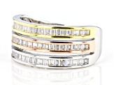 Pre-Owned White Cubic Zirconia Rhodium And 14k Yellow And Rose Gold Over Sterling Silver Ring 1.44ct