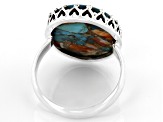 Pre-Owned Blended Spiny Oyster Shell and Turquoise Sterling Silver Ring