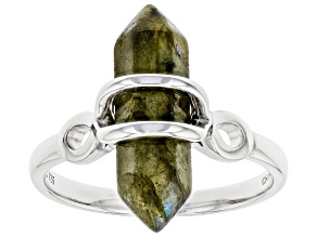 Pre-Owned Gray Labradorite Rhodium Over Sterling Silver Ring 4.10ct