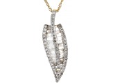 Pre-Owned White Diamond 10K Yellow Gold Leaf Pendant With Chain 1.15ctw