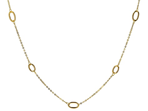 Pre-Owned 10K Yellow Gold Oval Station Cable Chain Necklace