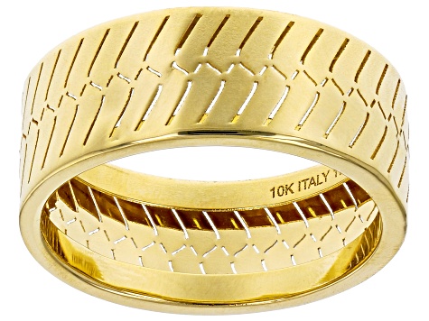 Pre-Owned 10K Yellow Gold 7.9MM Herringbone Band Ring