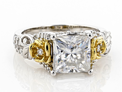 Pre-Owned Moissanite Platineve And 14k Yellow Gold Accent 
Over Platineve Ring 3.16ctw DEW