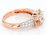 Pre-Owned Moissanite Fire® 1.98ctw DEW And .62ctw Morgainte 14k Rose Gold Over Silver Ring