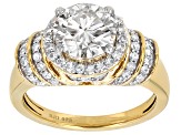 Pre-Owned Moissanite 14k Yellow Gold Over Silver Ring 2.54ctw DEW