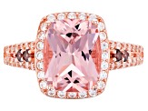 Pre-Owned Morganite Simulant, Brown, And White Cubic Zirconia 18K Rose Gold Over Sterling Silver Rin